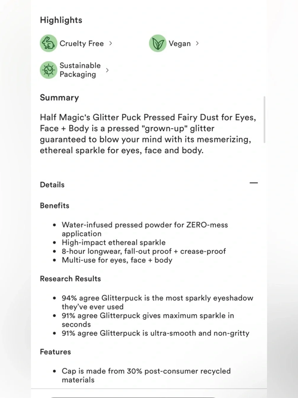 Half Magic Glitterpuck Pressed Glitter for Eyes, Face + Body - Picture 12 of 13